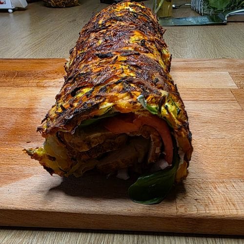wrap warzywny w pieczonej marchewki, cukinii, ziemniaka z air fryer