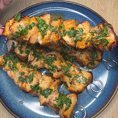marynowane szaszłyki z kurczaka pieczone w airfryer